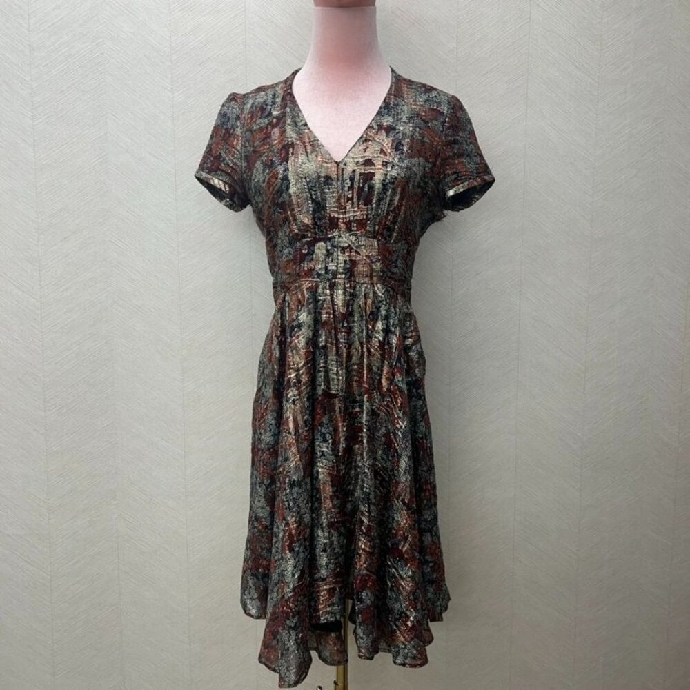 Pablo Metallic Silk A-line Dress Size 36